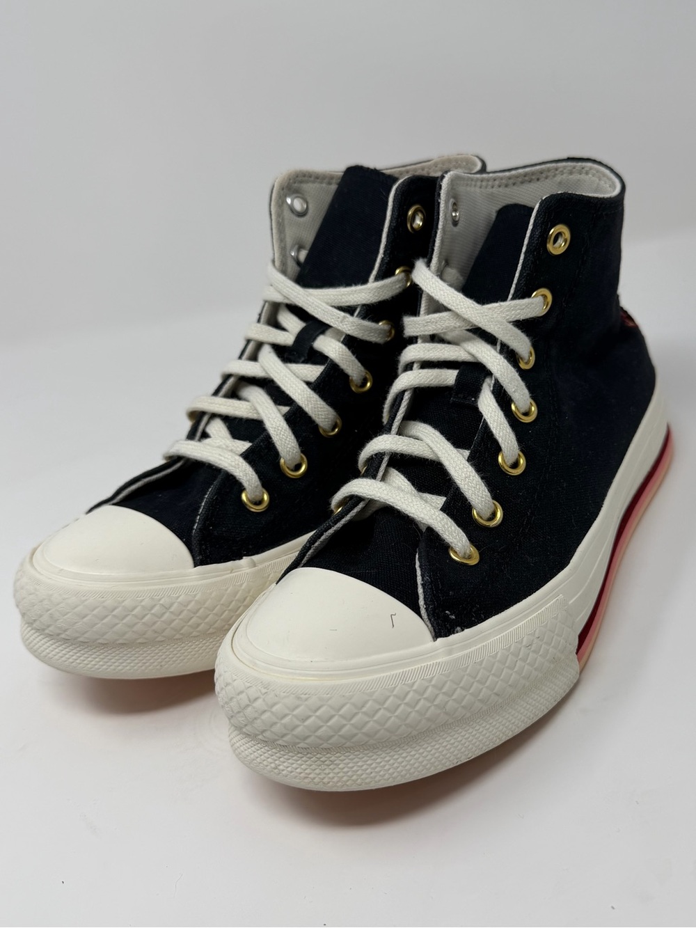 Kids Converse High-Top Canvas Sneakers in Black and White Sz. 3y
